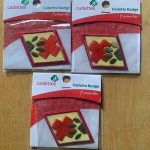 GIRL SCOUTS - 3 pc lot NEW Cadette "ANIMAL HELPERS" Badge, IRON ON, patch